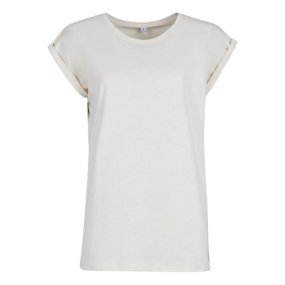 Build Your Brand Womens/Ladies Extended  T-Shirt / White Sand